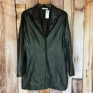 Abercrombie‎ & Fitch Faux Leather Jacket Black Large Workwear Minimalist NWT